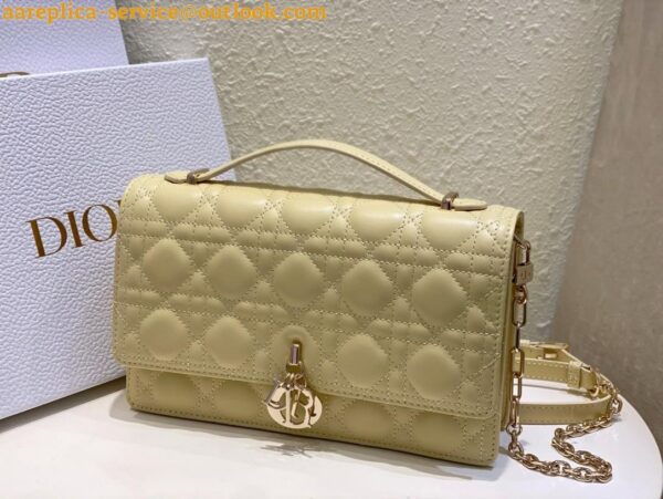 Replica Dior Miss Dior Top Handle Bag in Pastel Yellow Cannage Lambskin 3