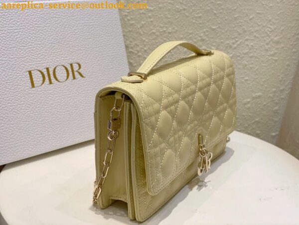 Replica Dior Miss Dior Top Handle Bag in Pastel Yellow Cannage Lambskin 5