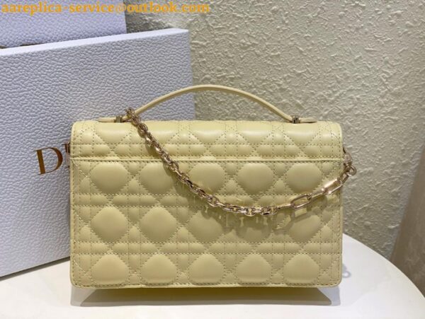 Replica Dior Miss Dior Top Handle Bag in Pastel Yellow Cannage Lambskin 6