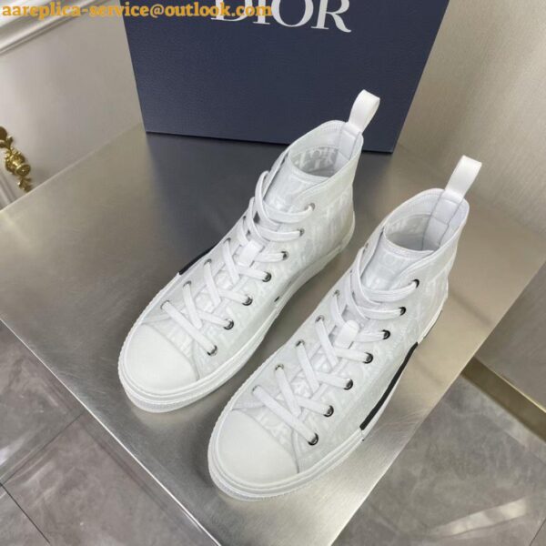 Replica Dior Men's B23 High-top Sneakers In White and Blue Oblique Canvas 16