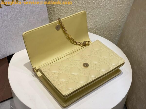 Replica Dior Miss Dior Top Handle Bag in Pastel Yellow Cannage Lambskin 8