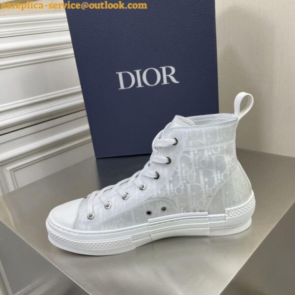 Replica Dior Men's B23 High-top Sneakers In White and Blue Oblique Canvas 21