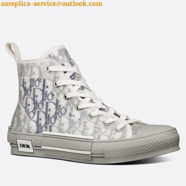 Replica Dior Men's B23 High-top Sneakers In White and Blue Oblique Canvas 24