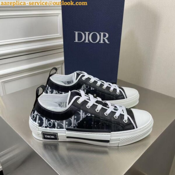 Replica Dior Men's B23 Low-top Sneakers In Black and White Oblique Canvas 4