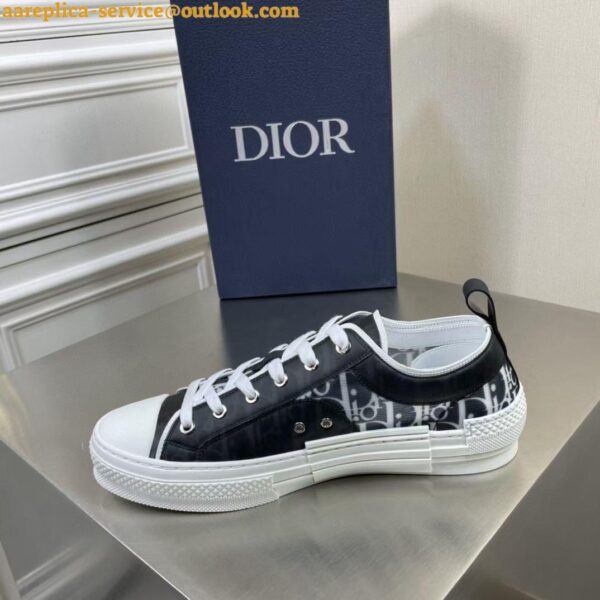 Replica Dior Men's B23 Low-top Sneakers In Black and White Oblique Canvas 11