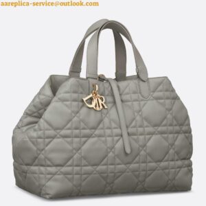 Replica Dior Toujours Large Bag in Grey Macrocannage Calfskin