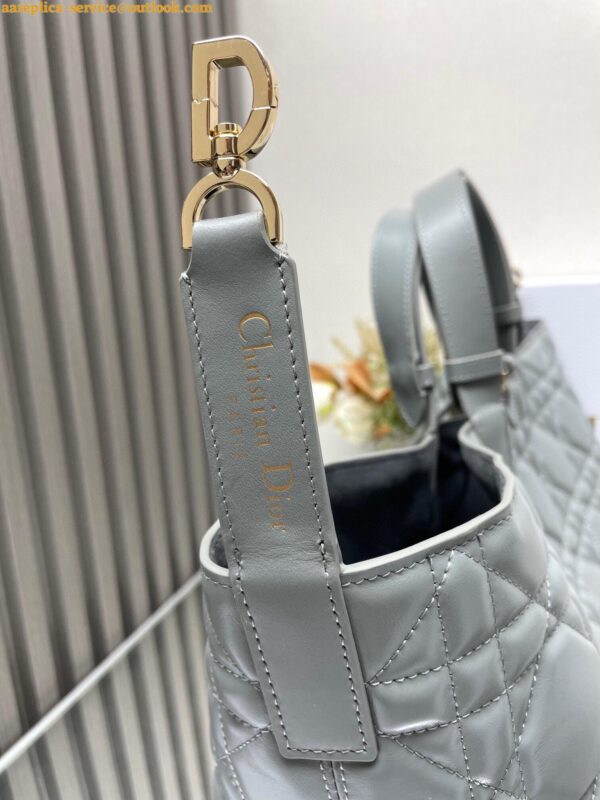 Replica Dior Toujours Large Bag in Grey Macrocannage Calfskin 6