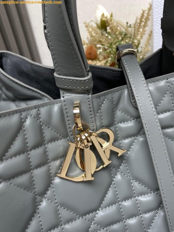 Replica Dior Toujours Large Bag in Grey Macrocannage Calfskin 8