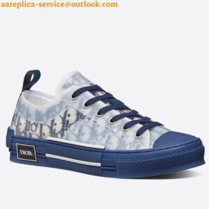 Replica Dior Men's B23 Low-top Sneakers In Blue Oblique Canvas 2