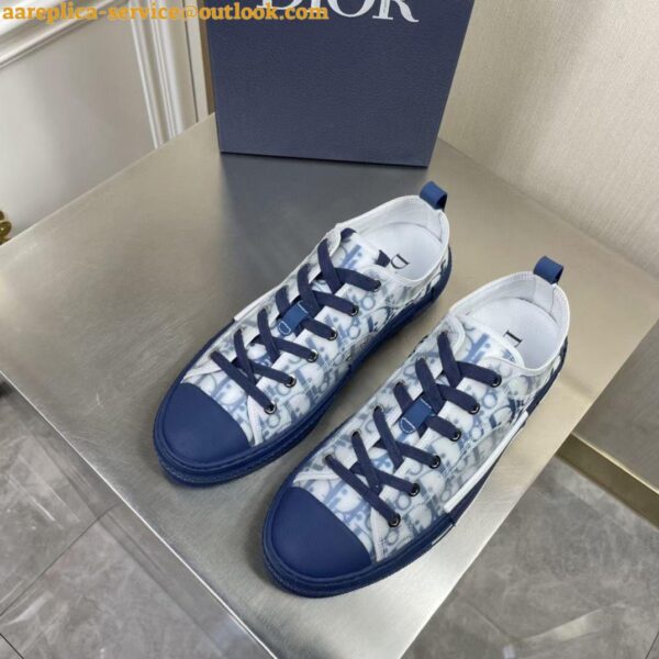 Replica Dior Men's B23 Low-top Sneakers In Blue Oblique Canvas 4