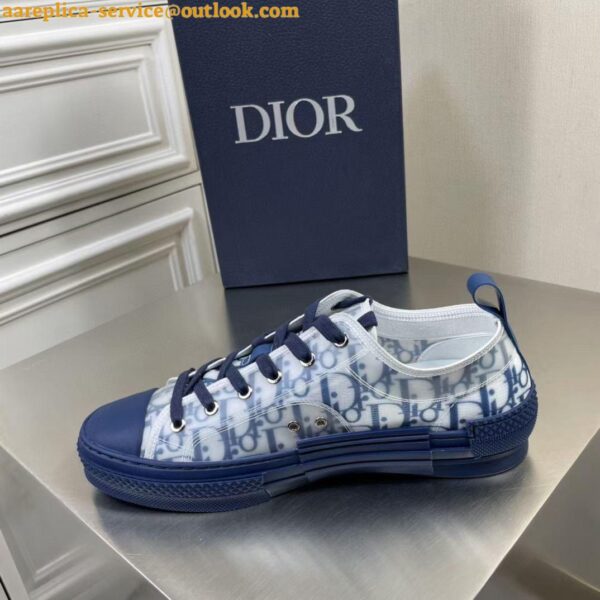 Replica Dior Men's B23 Low-top Sneakers In Blue Oblique Canvas 5