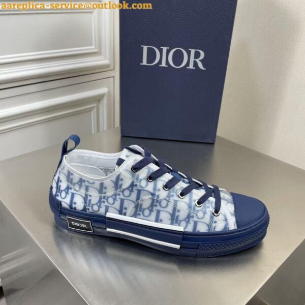 Replica Dior Men's B23 Low-top Sneakers In Blue Oblique Canvas 6