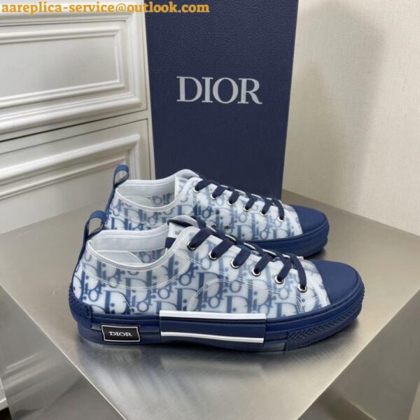 Replica Dior Men's B23 Low-top Sneakers In Blue Oblique Canvas 7