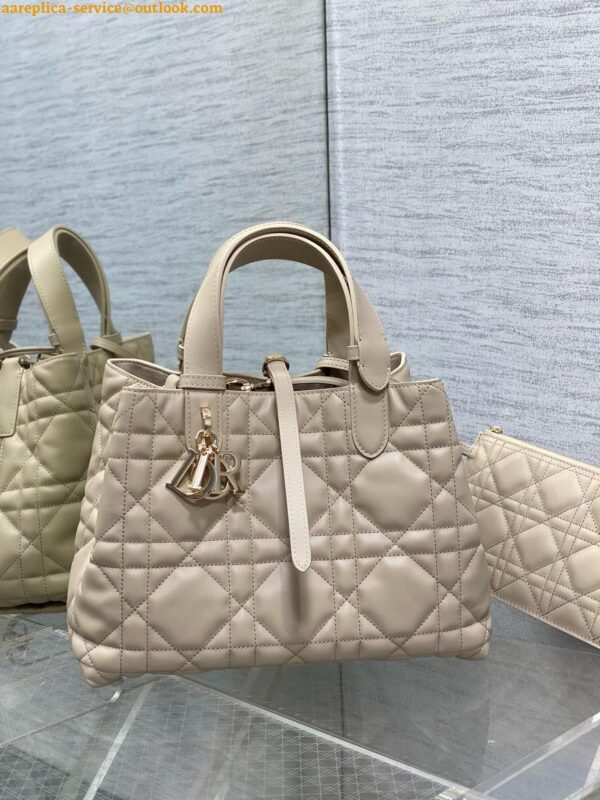 Replica Dior Toujours Medium Bag in Beige Macrocannage Calfskin 4