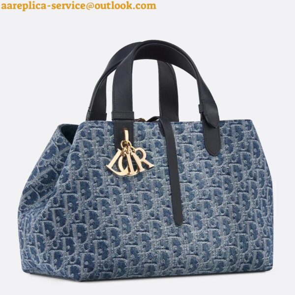 Replica Dior Toujours Medium Bag in Blue Denim Oblique Jacquard 3