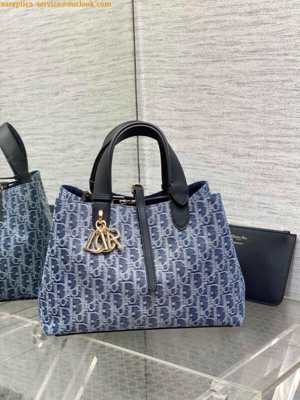 Replica Dior Toujours Medium Bag in Blue Denim Oblique Jacquard 5