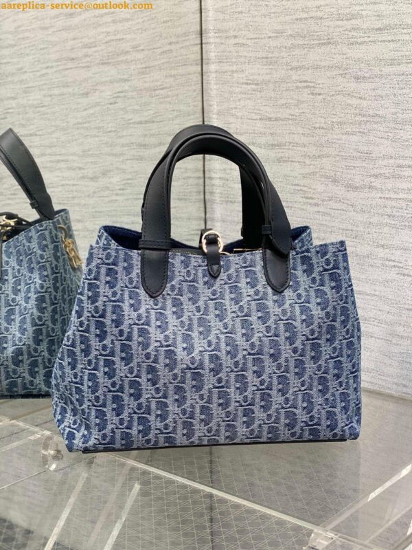 Replica Dior Toujours Medium Bag in Blue Denim Oblique Jacquard 7