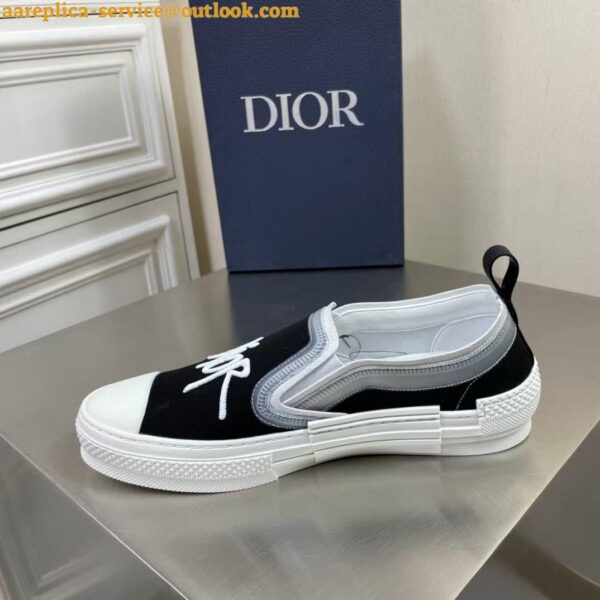 Replica Dior Men's B23 Slip-On Sneakers In Black Shawn Canvas 5