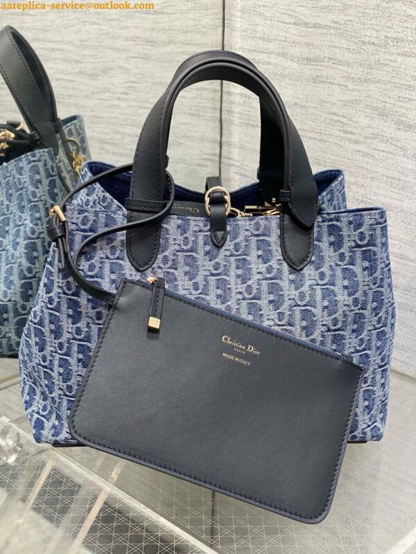 Replica Dior Toujours Medium Bag in Blue Denim Oblique Jacquard 11