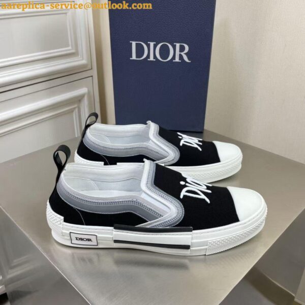 Replica Dior Men's B23 Slip-On Sneakers In Black Shawn Canvas 11