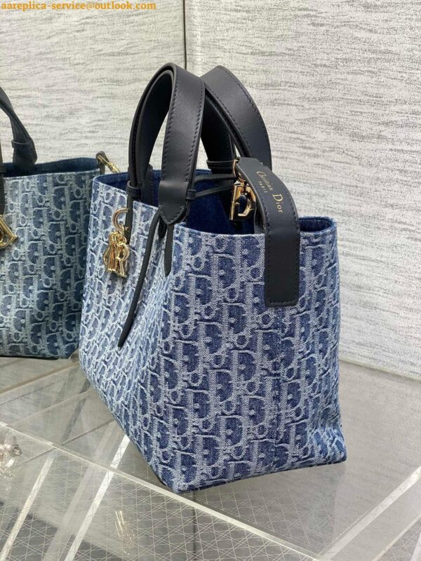 Replica Dior Toujours Medium Bag in Blue Denim Oblique Jacquard 12