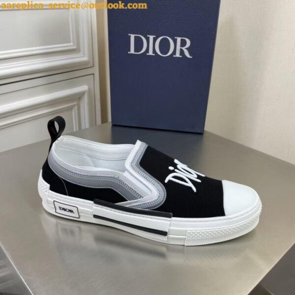 Replica Dior Men's B23 Slip-On Sneakers In Black Shawn Canvas 13