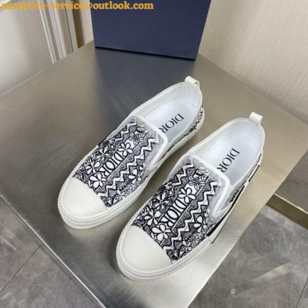 Replica Dior Men's B23 Slip-On Sneakers In Canvas with Shawn Embroidery 2