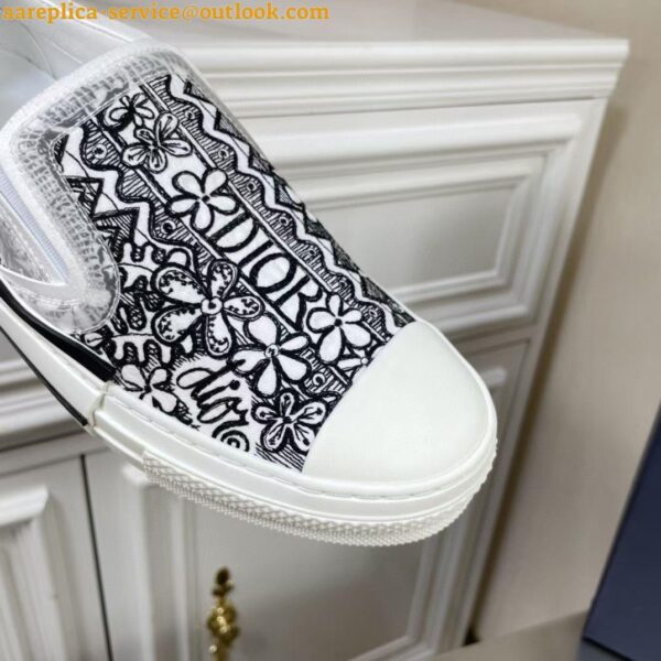 Replica Dior Men's B23 Slip-On Sneakers In Canvas with Shawn Embroidery 4