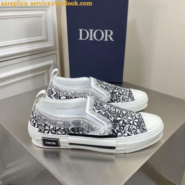 Replica Dior Men's B23 Slip-On Sneakers In Canvas with Shawn Embroidery 13