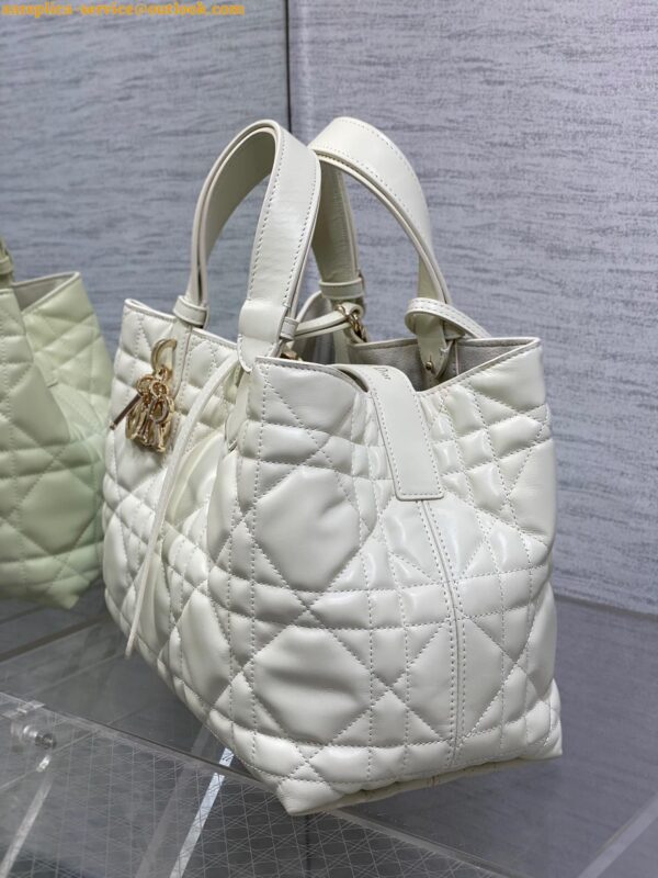 Replica Dior Toujours Medium Bag in White Macrocannage Calfskin 9