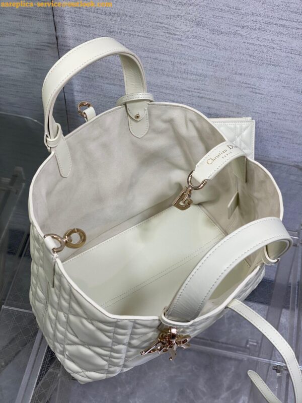 Replica Dior Toujours Medium Bag in White Macrocannage Calfskin 10