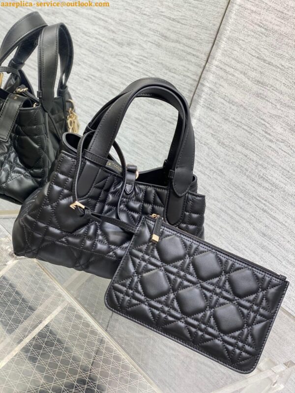 Replica Dior Toujours Small Bag in Black Macrocannage Calfskin 10