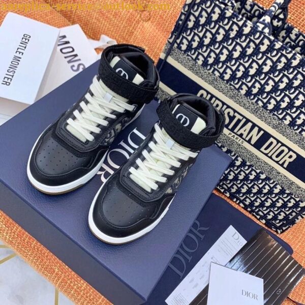 Replica Dior Men's B27 High-top Sneakers In Black Calfskin 5