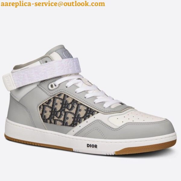 Replica Dior Men's B27 High-top Sneakers In Grey Calfskin 3