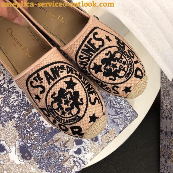 Replica Dior Granville Espadrilles In Beige Jute Canvas with Dior Union Motif