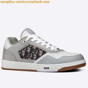 Replica Dior Men's B27 Low-top Sneakers In Grey Calfskin