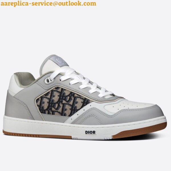 Replica Dior Men's B27 Low-top Sneakers In Grey Calfskin