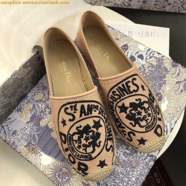 Replica Dior Granville Espadrilles In Beige Jute Canvas with Dior Union Motif 6