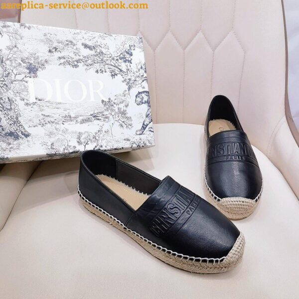 Replica Dior Granville Espadrilles In Black Embossed Lambskin 3