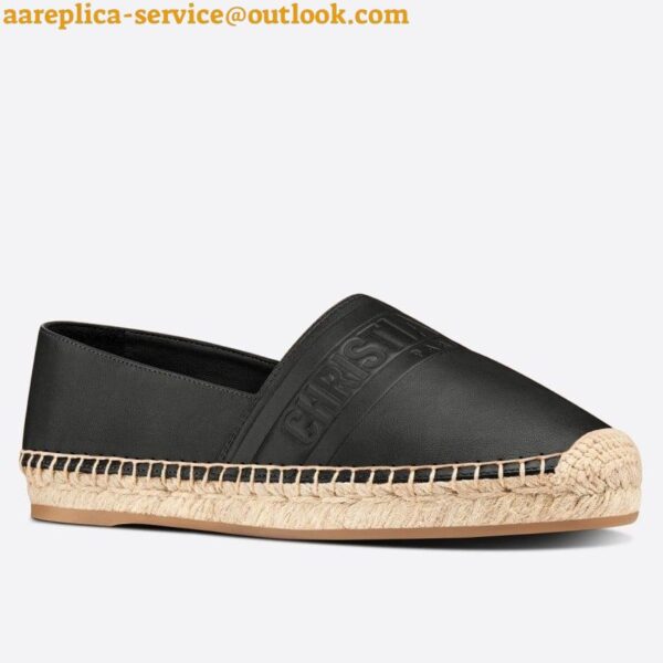 Replica Dior Granville Espadrilles In Black Embossed Lambskin 4