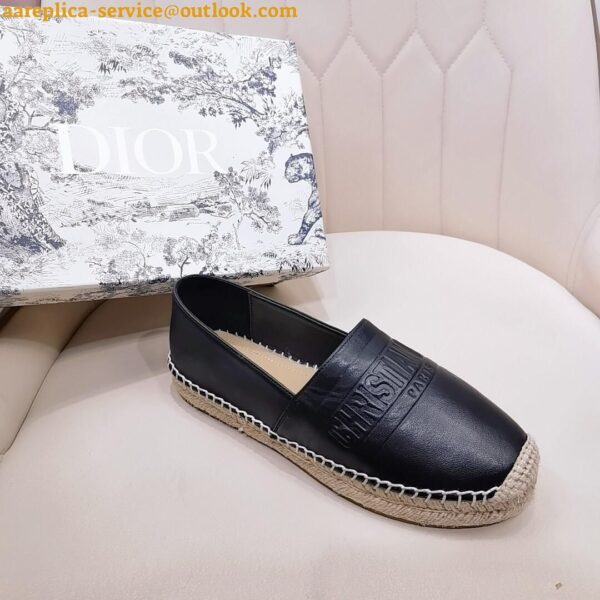 Replica Dior Granville Espadrilles In Black Embossed Lambskin 5