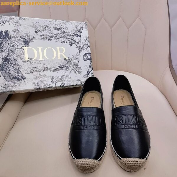 Replica Dior Granville Espadrilles In Black Embossed Lambskin 9