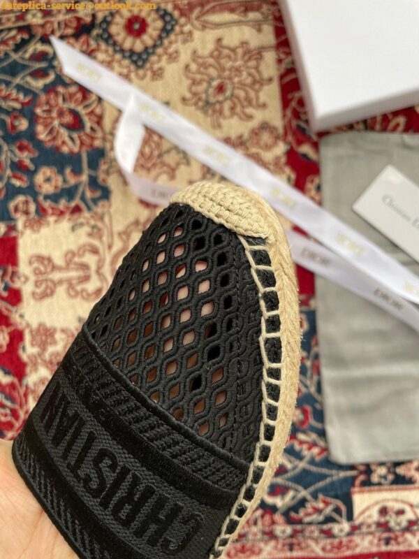 Replica Dior Granville Espadrilles In Black Mesh Embroidery 5