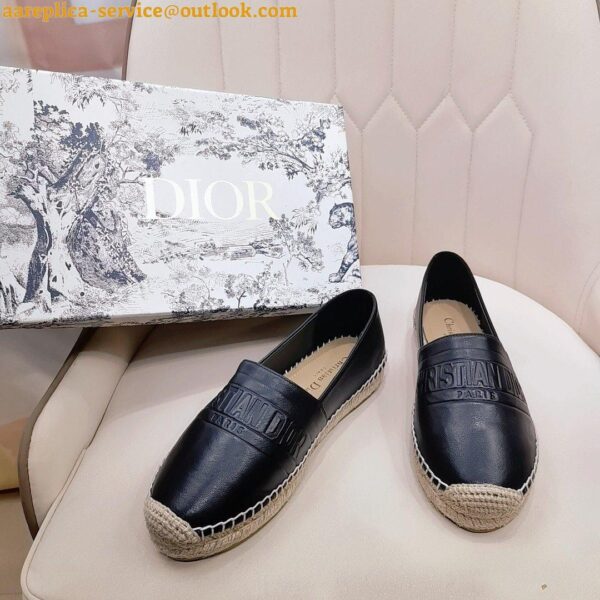 Replica Dior Granville Espadrilles In Black Embossed Lambskin 16