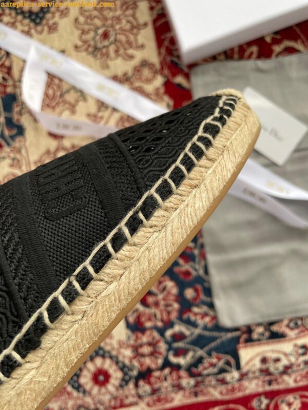 Replica Dior Granville Espadrilles In Black Mesh Embroidery 6