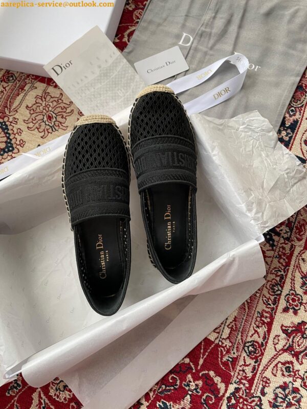 Replica Dior Granville Espadrilles In Black Mesh Embroidery 7