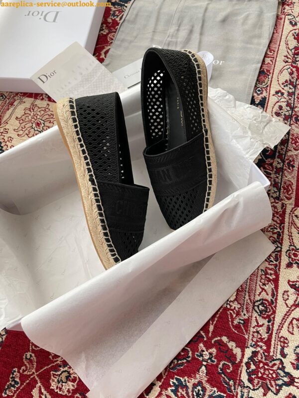 Replica Dior Granville Espadrilles In Black Mesh Embroidery 8