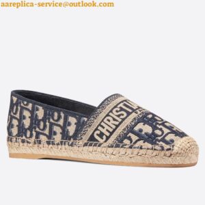 Replica Dior Granville Espadrilles In Blue Oblique Embroidered Cotton 2