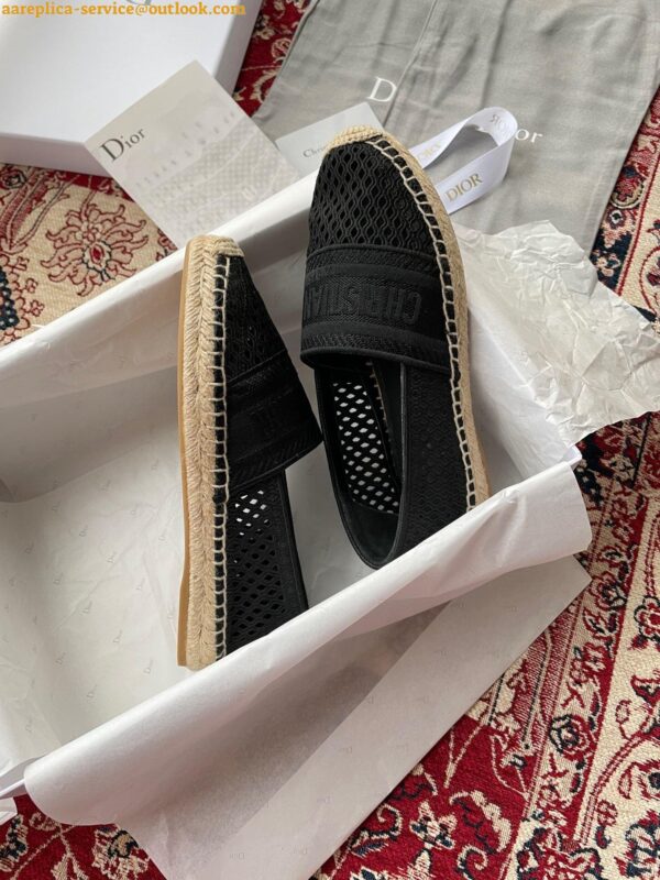 Replica Dior Granville Espadrilles In Black Mesh Embroidery 12