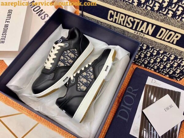 Replica Dior Men's B27 World Tour Sneakers In Black Leather 11